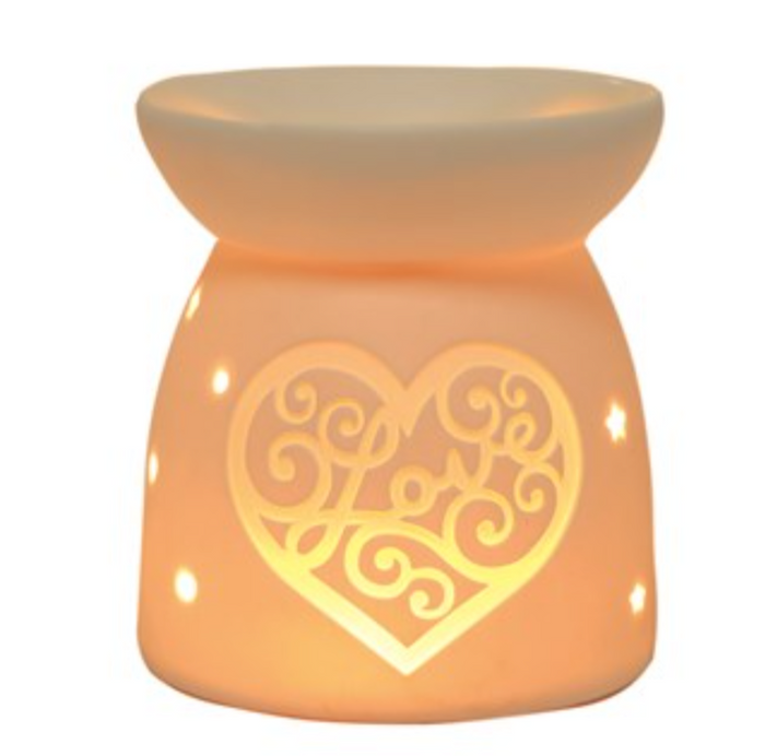 Love Heart Tealight Wax Warmer/Burner with a pack of 10 FREE Scented Melts (3203)