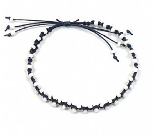 Handmade Cotton Macrame and Seed Bead Adjustable Bracelet