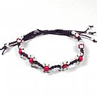 Handmade Macrame Flower Adjustable Bead Bracelet with Waxed Cotton Cord