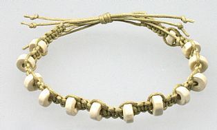 Handmade Flat Ivory Wooden Bead Adjustable Bracelet