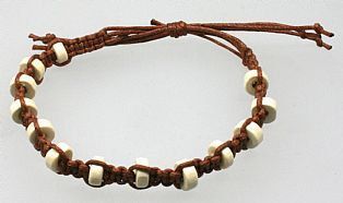 Handmade Flat Ivory Wooden Bead Adjustable Bracelet