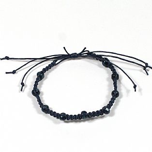 Tribal Surfer Navy Macrame and Wooden Bead Wristband Bracelet