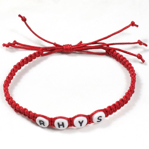 Personalised Handmade Adjustable Cotton Macrame Bracelet, Any Name or Slogan