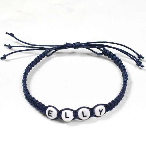 Personalised Handmade Adjustable Cotton Macrame Bracelet, Any Name or Slogan