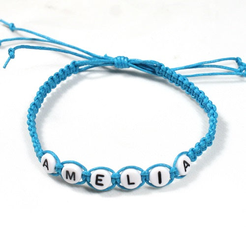 Personalised Handmade Adjustable Cotton Macrame Bracelet, Any Name or Slogan