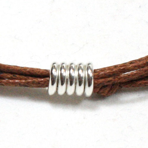 Solid Silver Spiral and Cotton Cord Anklet