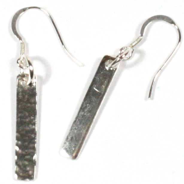 Solid Silver 925 Handmade Hammered Finish Drop Earrings