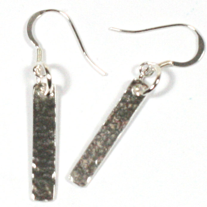 Solid Silver 925 Handmade Hammered Finish Drop Earrings