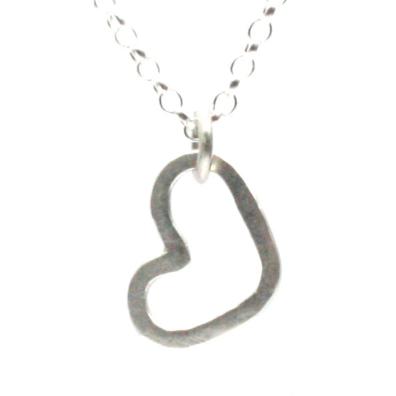 Solid Silver Hammered Heart Necklace