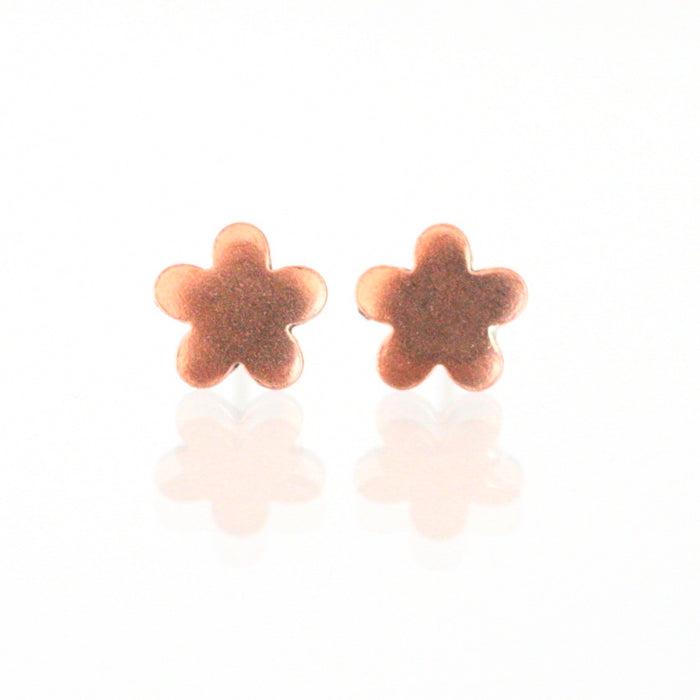 Handmade 925 Solid Silver or Copper Flower Stud Earrings