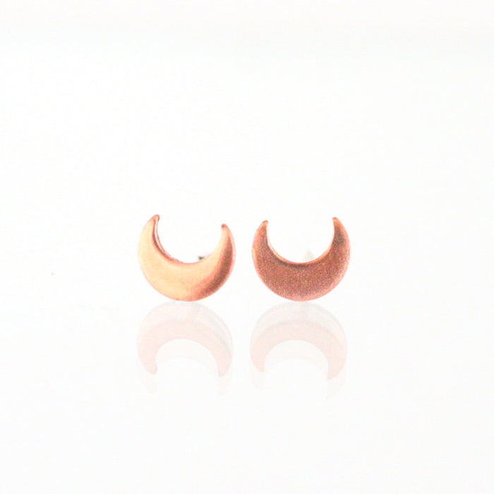 Handmade 925 Solid Silver or Copper Moon Stud Earrings