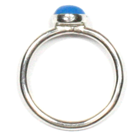 Handmade Solid Silver 925 Blue Agate 1.8mm Stacking Ring