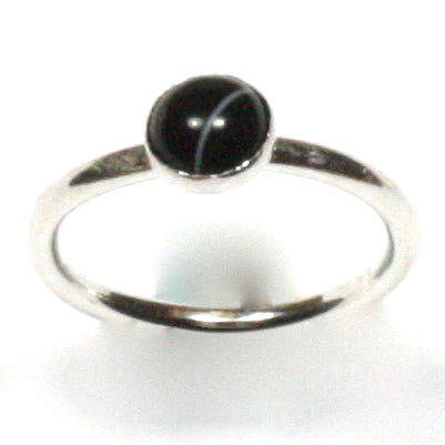 Handmade Solid Silver 925 Black Banded Onyx 1.8mm Stacking Ring