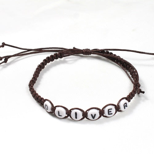 Personalised Handmade Adjustable Cotton Macrame Bracelet, Any Name or Slogan