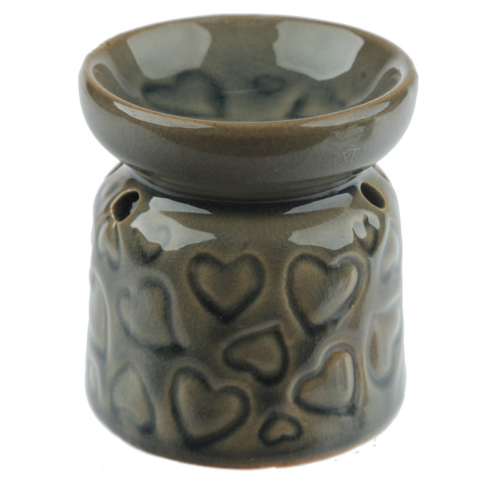 Small Brown Hearts Wax Warmer/Burner with a pack of 10 FREE Scented Melts
