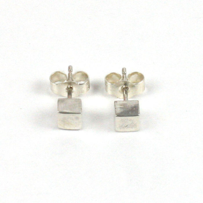 Handmade Solid Silver 925 Cube Stud Earrings