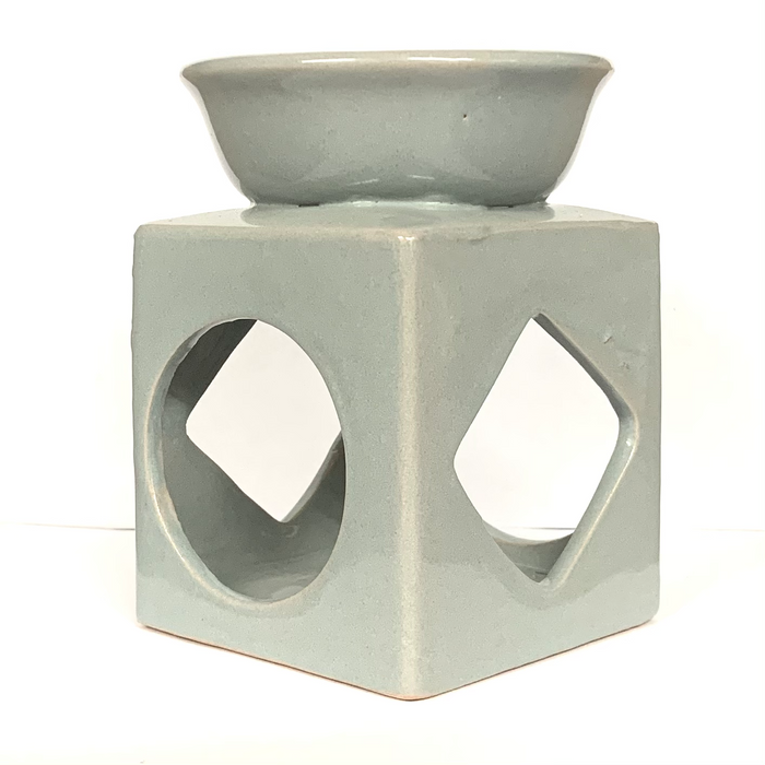 Grey Square Ceramic Wax Warmer/Burner with a pack of 10 FREE Scented Melts