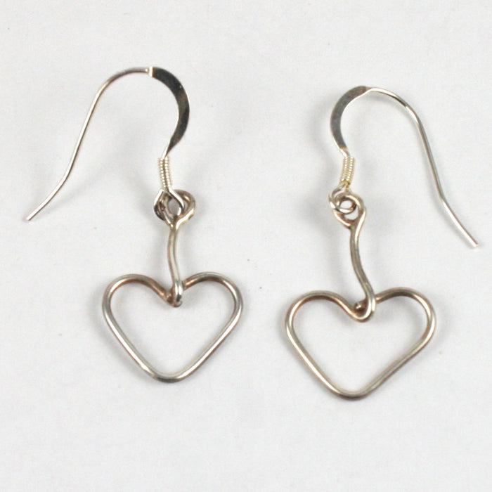 Handmade Solid Silver 925 Heart Drop Earrings
