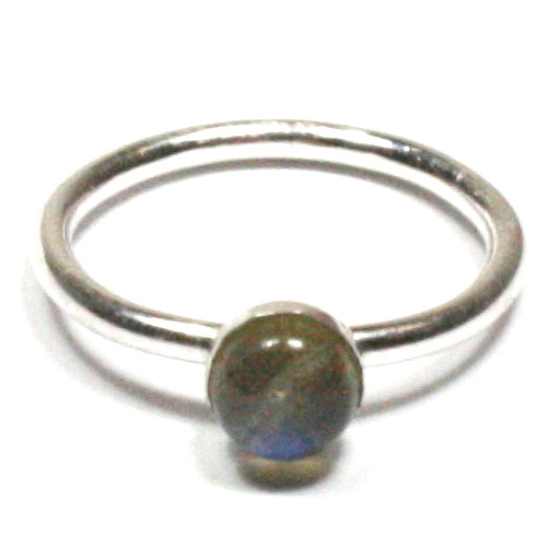 Handmade Solid Silver 925 Labradorite 1.8mm Stacking Ring