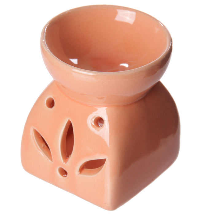 Square Flower Orange Wax Warmer/Burner with a pack of 10 FREE Scented Melts