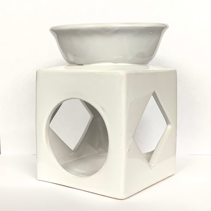 White Square Ceramic Wax Warmer/Burner with a pack of 10 FREE Scented Melts