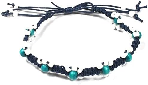 Handmade Daisy Flower Surf Blue Bead Anklet