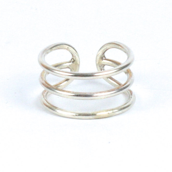 Solid Silver 925 Handmade 1.5mm Adjustable 3 Band Ring