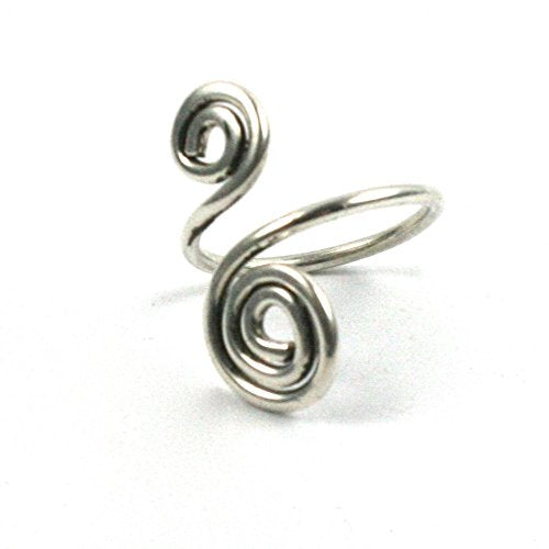 Solid Silver 925 Handmade Adjustable 1.5mm Wire Spiral Wrap Toe Ring