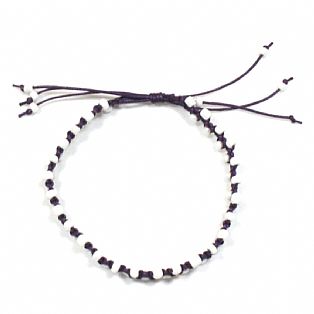 Handmade Cotton Macrame and Seed Bead Adjustable Bracelet