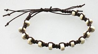 Handmade Flat Ivory Wooden Bead Adjustable Bracelet