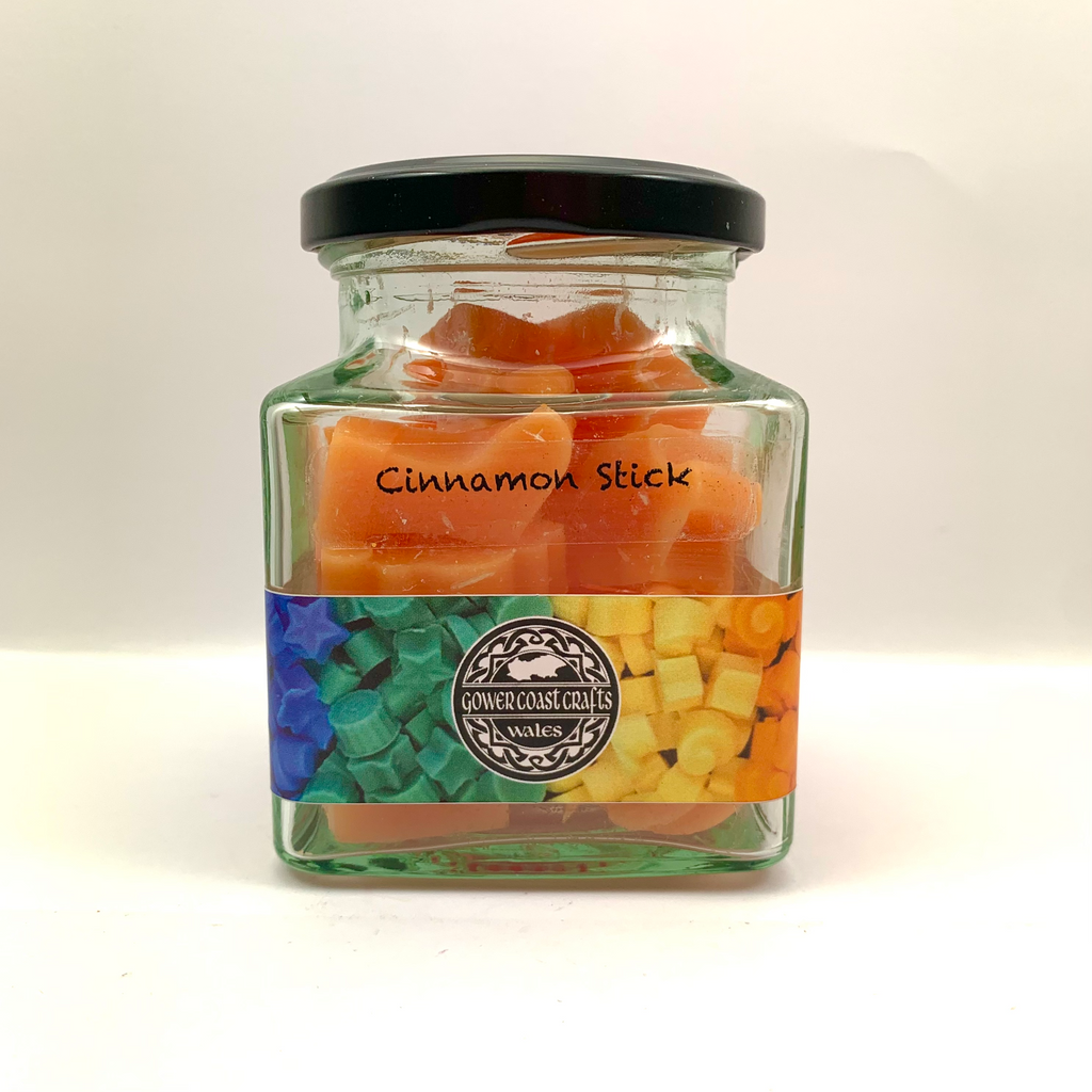 Jar of Cinnamon Stick Scented Wax Melts in Christmas Shapes