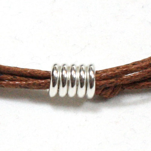 Solid Silver Spiral and Cotton Cord Anklet
