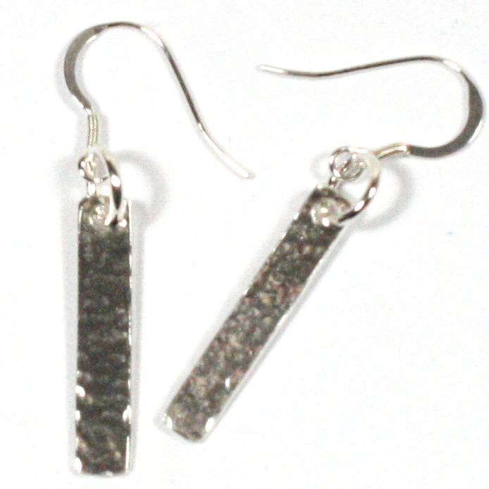 Solid Silver 925 Handmade Hammered Finish Drop Earrings