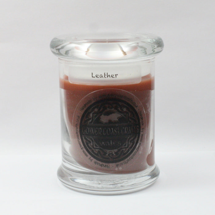Leather Handpoured Highly Scented Medium Candle Jar