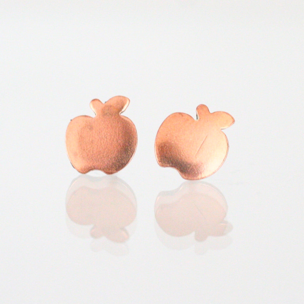 Handmade 925 Solid Silver or Copper Apple Stud Earrings