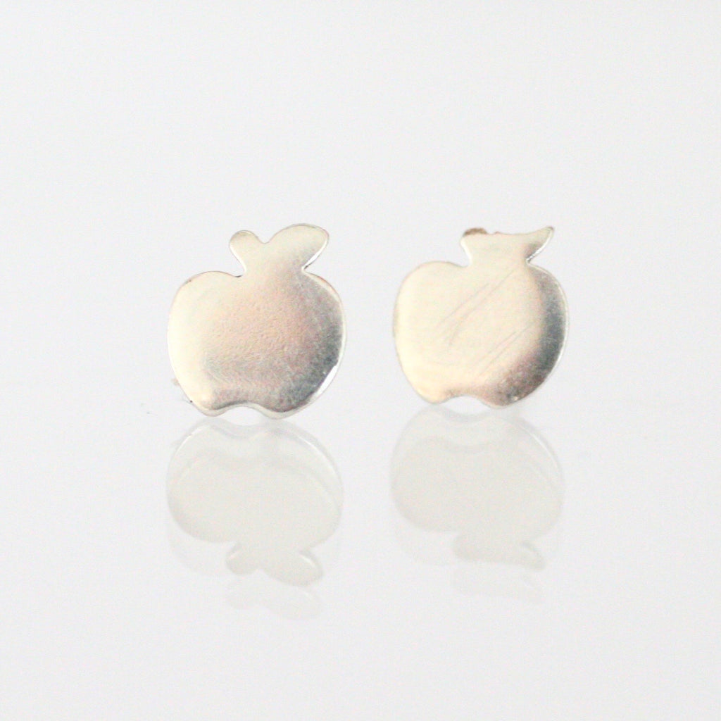 Handmade 925 Solid Silver or Copper Apple Stud Earrings