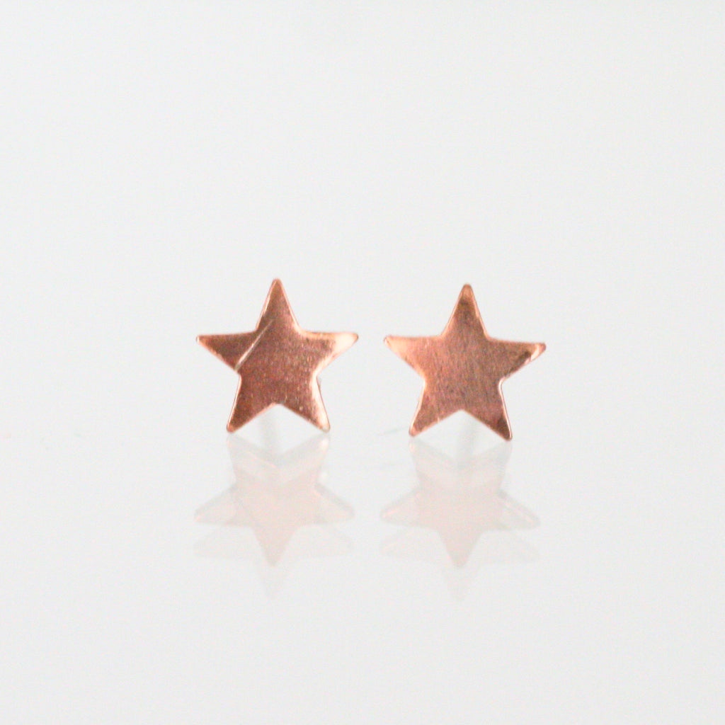 Handmade 925 Solid Silver or Copper Star Stud Earrings