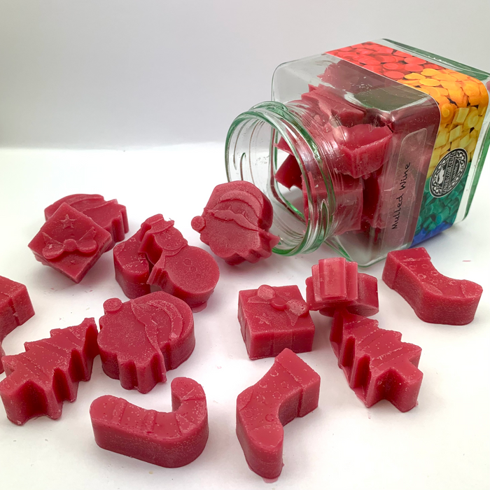 Jar of Mulled Wine Scented Wax Melts in Christmas Shapes