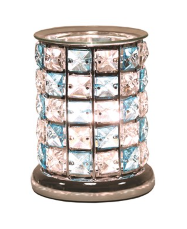 Blue and Clear Crystal Touch Electric Wax Warmer/Burner with a pack of 10 FREE Scented Melts (3167)