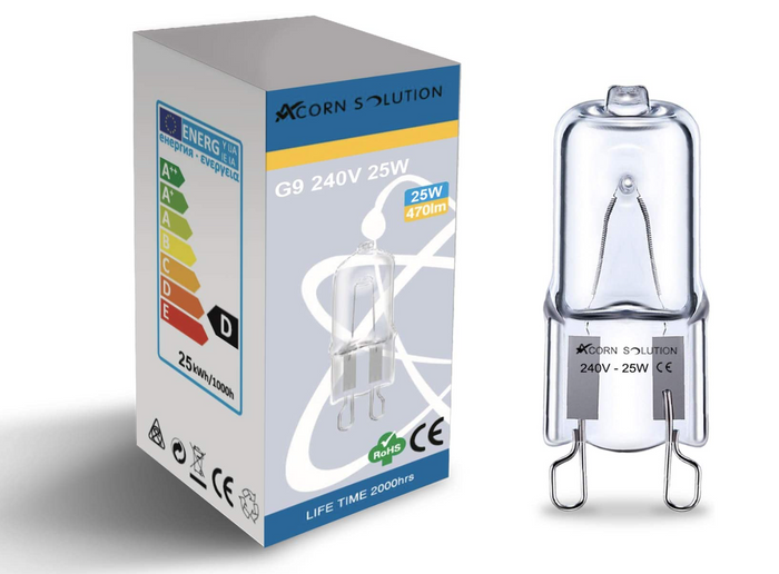 Pack of 2 - 25W G9 Halogen Capsule Bulb