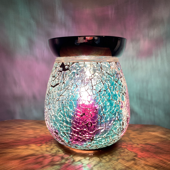 Teal Crackle Electric Wax Warmer/Burner with a pack of 10 FREE Scented Melts (3198)
