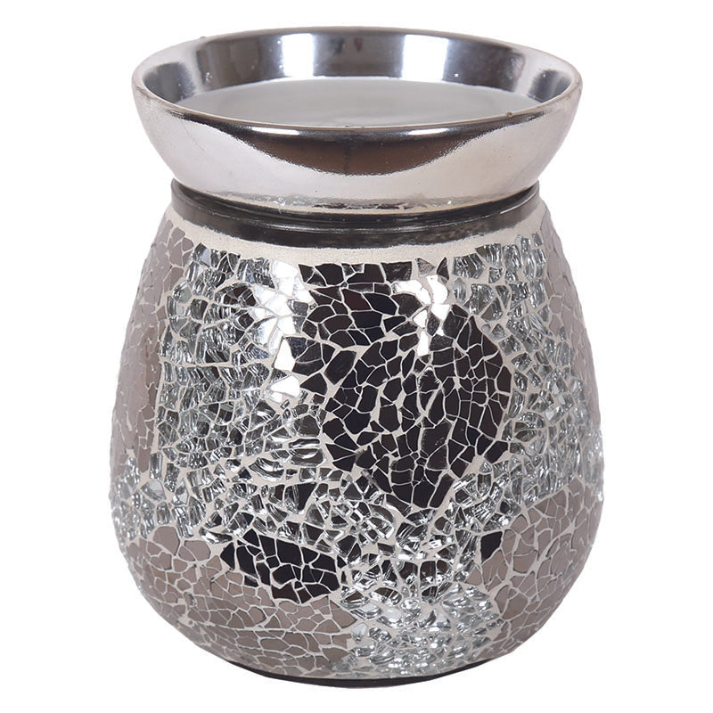 Mirror Silver Crackle Electric Wax Warmer/Burner with a pack of 10 FREE Scented Melts (3085)