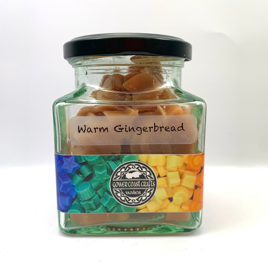 Jar of Warm Gingerbread Scented Wax Melts in Christmas Shapes