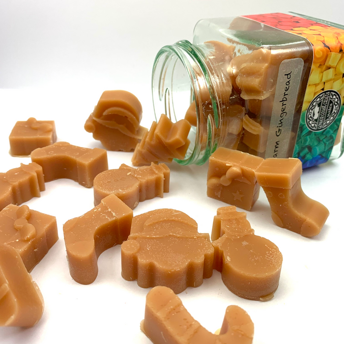 Jar of Warm Gingerbread Scented Wax Melts in Christmas Shapes