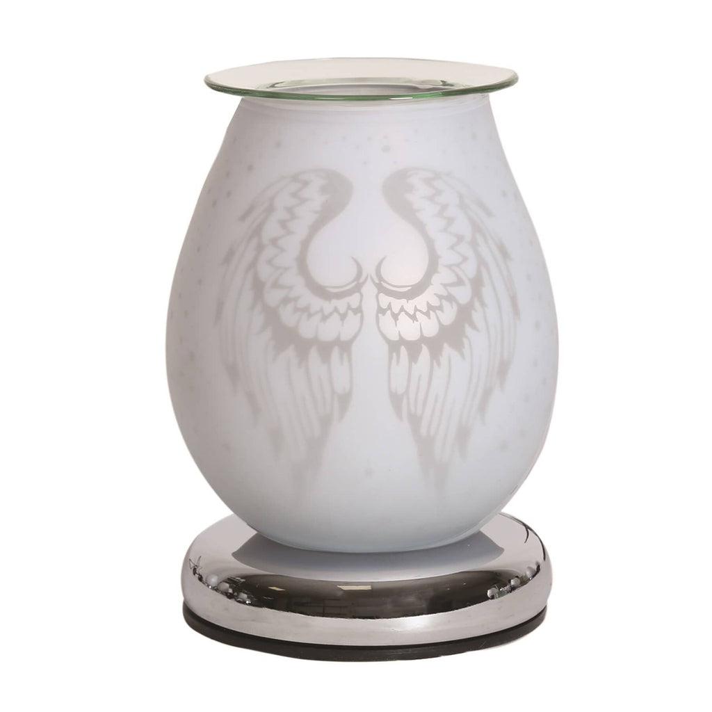 White Satin Angel Wings Electric Wax Warmer/Burner with a pack of 10 FREE Scented Melts (3176)