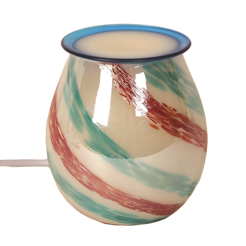 Striped Art Glass Electric Wax Warmer/Burner with a pack of 10 FREE Scented Melts (3027)