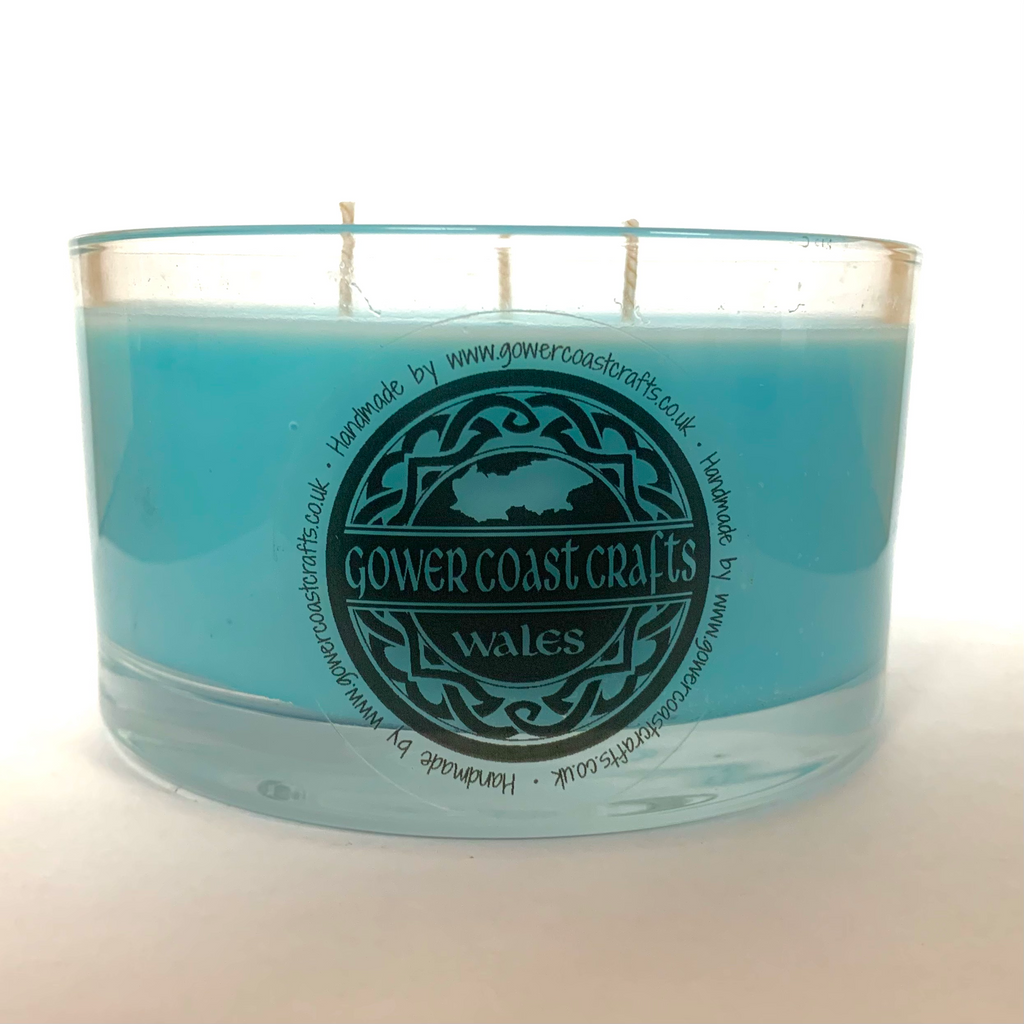 Fresh Blue Handpoured Highly Scented 3 Wick Candle Jar