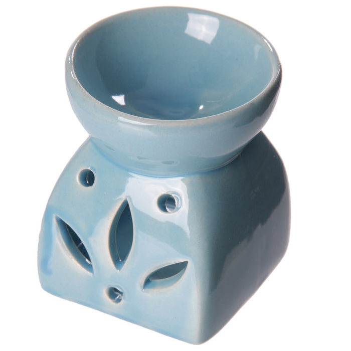 Square Flower Blue Wax Warmer/Burner with a pack of 10 FREE Scented Melts