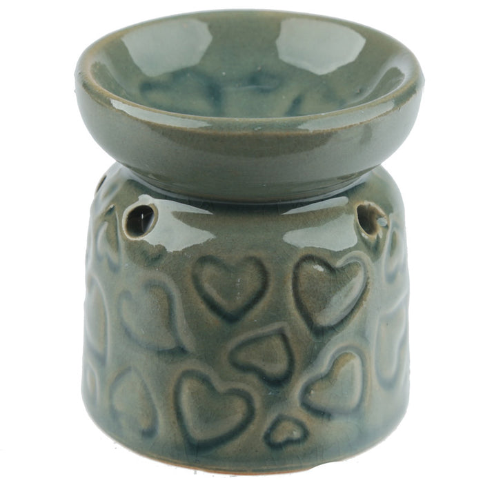 Small Blue Hearts Wax Warmer/Burner with a pack of 10 FREE Scented Melts