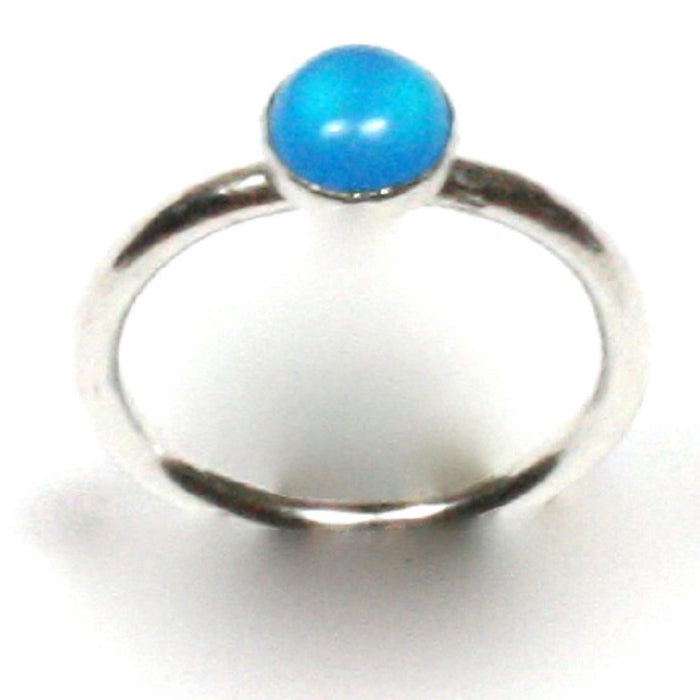 Handmade Solid Silver 925 Blue Agate 1.8mm Stacking Ring